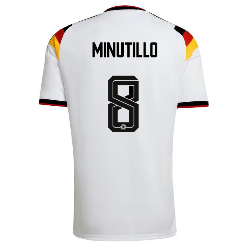 גברים כדורגל גרמניה Gabriel Minutillo #8 לבן שחור אדום ג'רזי ביתית 26-28