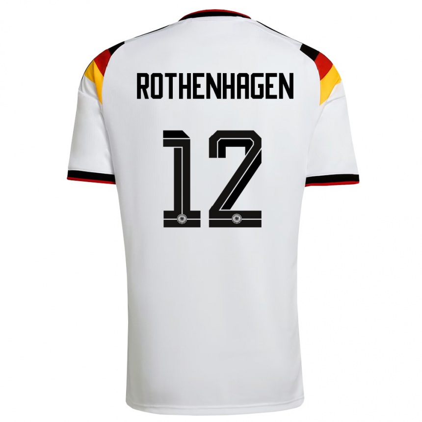 גברים כדורגל גרמניה Lio Rothenhagen #12 לבן שחור אדום ג'רזי ביתית 26-28