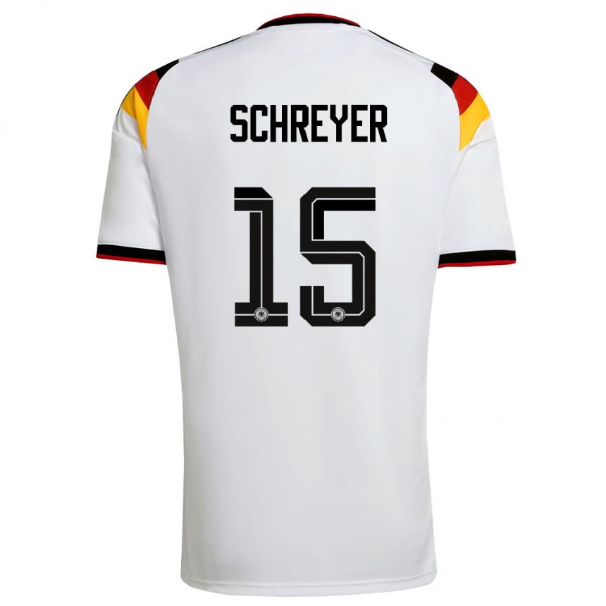 גברים כדורגל גרמניה Tim Schreyer #15 לבן שחור אדום ג'רזי ביתית 26-28