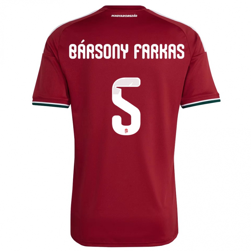 גברים כדורגל הונגריה Dániel Bársony Farkas #5 אדום ירוק לבן ג'רזי ביתית 26-28