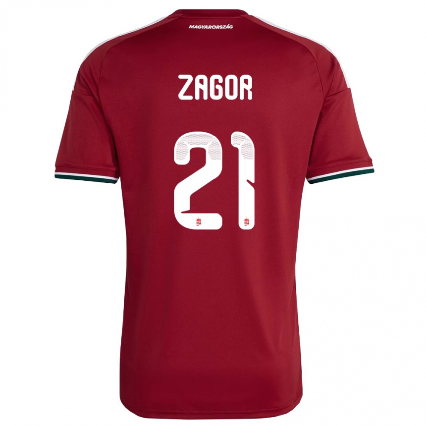 גברים כדורגל הונגריה ברנאדט זגור #21 אדום ירוק לבן ג'רזי ביתית 26-28
