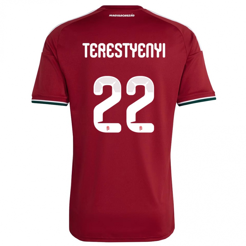 גברים כדורגל הונגריה Anna Terestyényi #22 אדום ירוק לבן ג'רזי ביתית 26-28