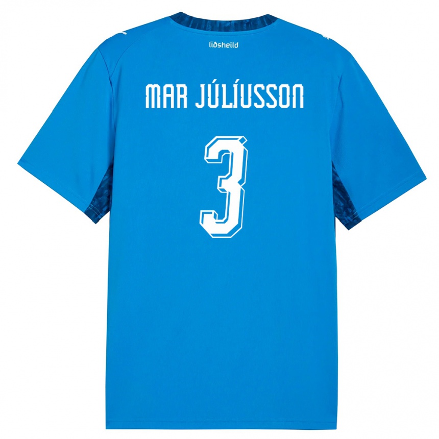 גברים כדורגל אִיסלַנד Júlíus Mar Júlíusson #3 כחול כהה ג'רזי ביתית 26-28
