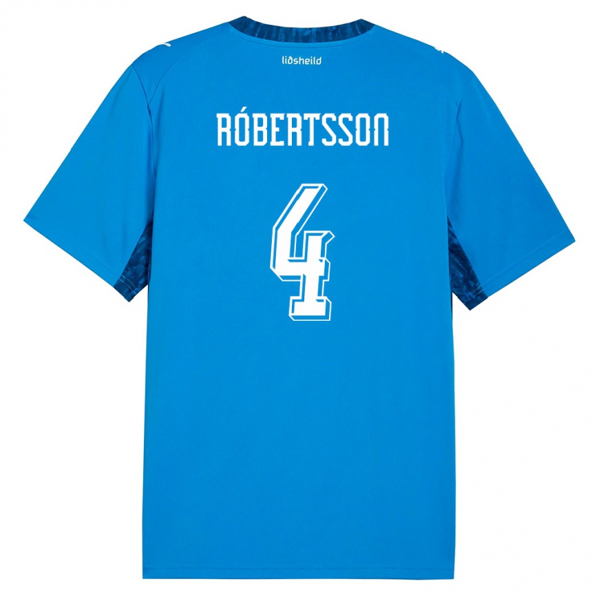 גברים כדורגל אִיסלַנד Logi Hrafn Róbertsson #4 כחול כהה ג'רזי ביתית 26-28