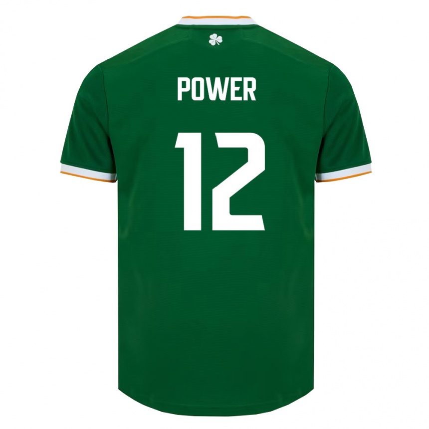 גברים כדורגל אירלנד Nathan Power #12 ירוק כהה לבן ג'רזי ביתית 26-28
