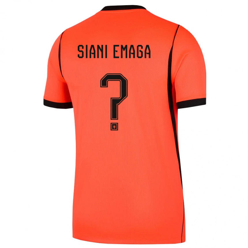 גברים כדורגל הולנד Ezechiel Siani Emaga #0 כתום שחור ג'רזי ביתית 26-28