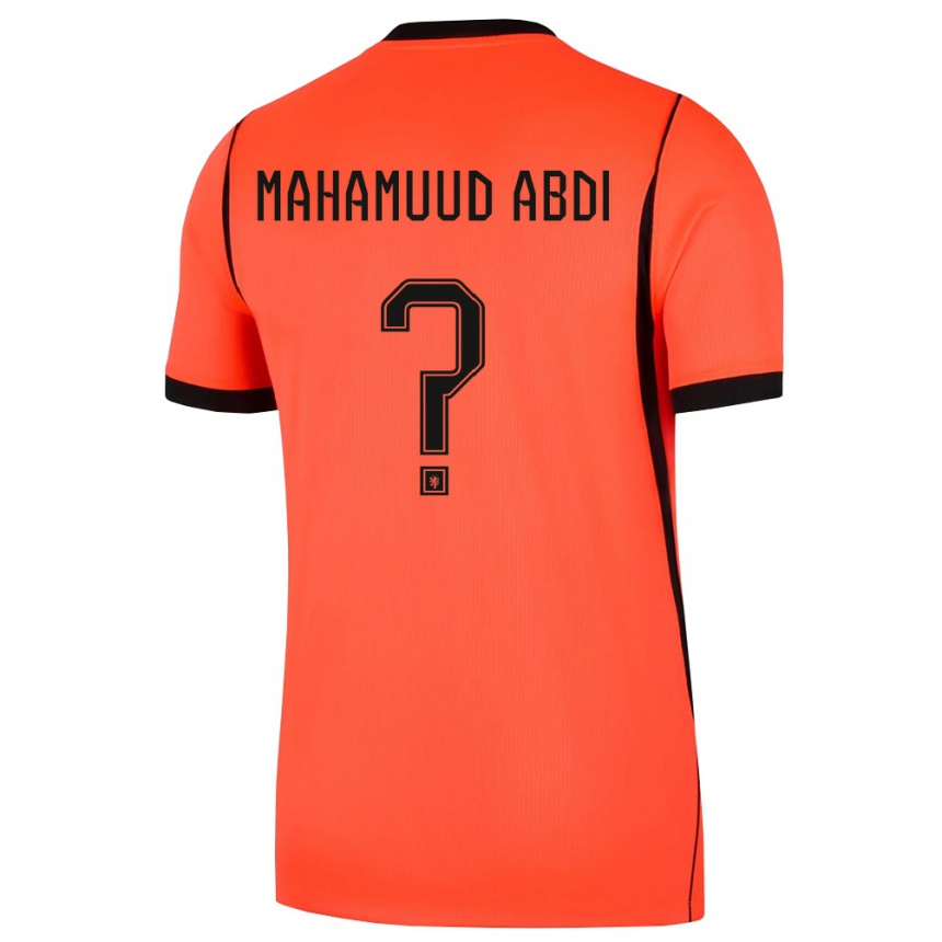 גברים כדורגל הולנד Nuuradiin Mahamuud Abdi #0 כתום שחור ג'רזי ביתית 26-28