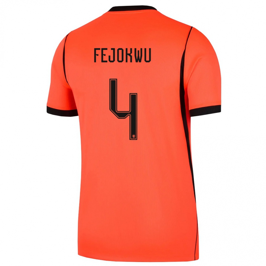 גברים כדורגל הולנד Emmanuel Fejokwu #4 כתום שחור ג'רזי ביתית 26-28