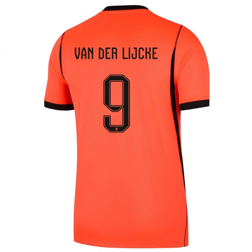 גברים כדורגל הולנד Donny Van Der Lijcke #9 כתום שחור ג'רזי ביתית 26-28