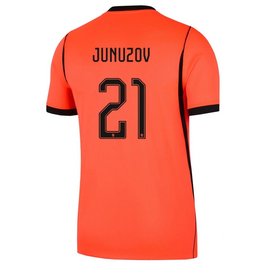 גברים כדורגל הולנד Melih Junuzov #21 כתום שחור ג'רזי ביתית 26-28