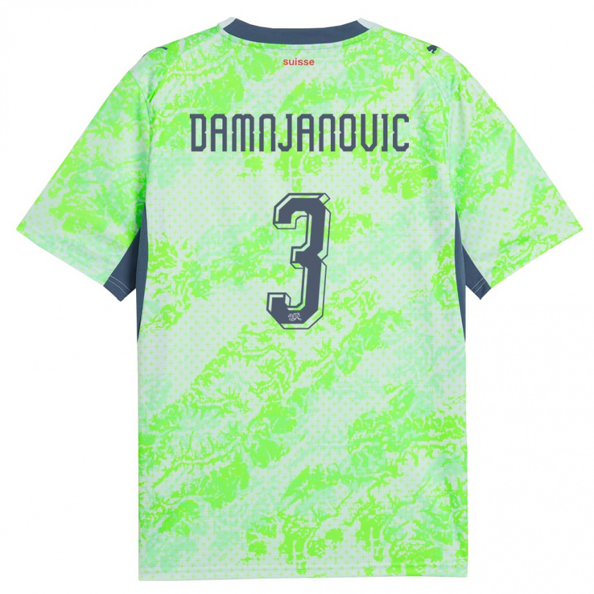 גברים כדורגל שווייץ Lazar Damnjanovic #3 ירוק כהה הרחק ג'רזי 26-28
