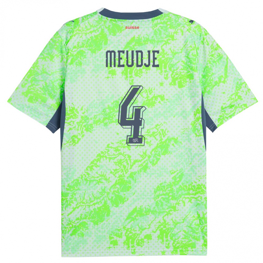גברים כדורגל שווייץ Manuel Meudje #4 ירוק כהה הרחק ג'רזי 26-28