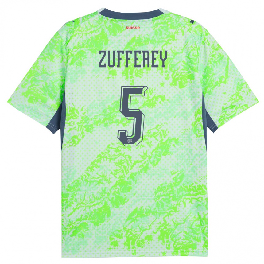 גברים כדורגל שווייץ Gil Zufferey #5 ירוק כהה הרחק ג'רזי 26-28