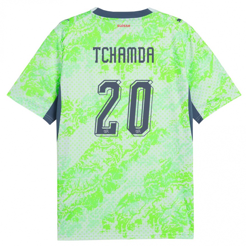 גברים כדורגל שווייץ Aaron Tchamda #20 ירוק כהה הרחק ג'רזי 26-28