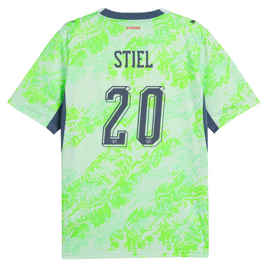 גברים כדורגל שווייץ Jill Stiel #20 ירוק כהה הרחק ג'רזי 26-28