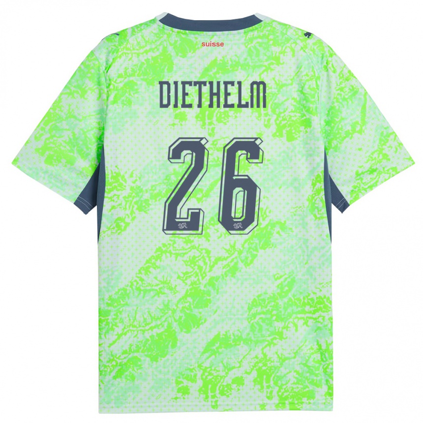 גברים כדורגל שווייץ Thierry Diethelm #26 ירוק כהה הרחק ג'רזי 26-28
