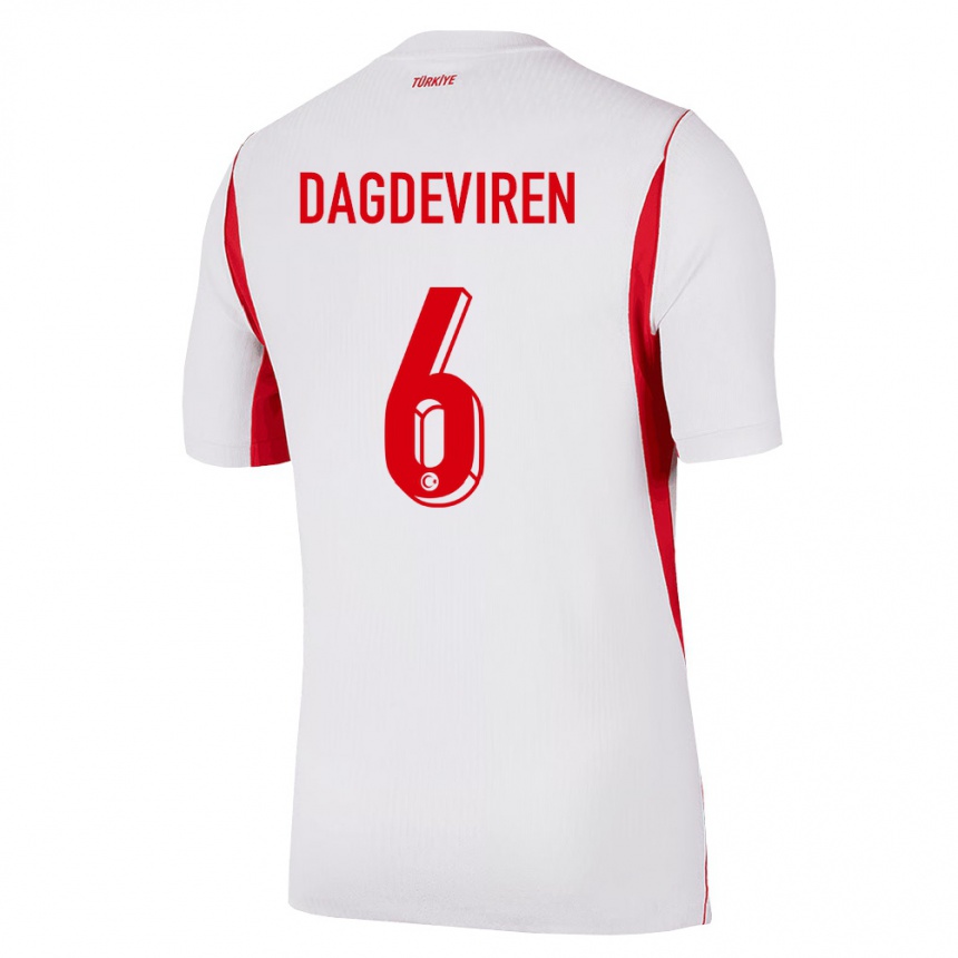 גברים כדורגל טורקיה Diren Dağdeviren #6 לבן בורדו אדום הרחק ג'רזי 26-28