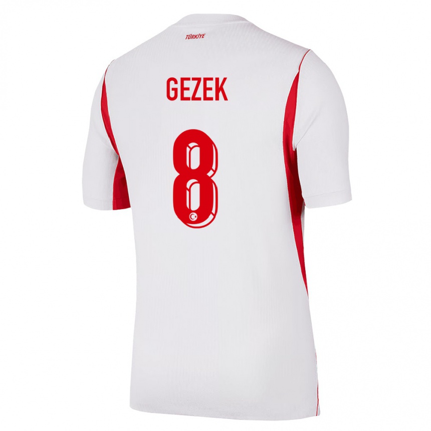 גברים כדורגל טורקיה Baran Gezek #8 לבן בורדו אדום הרחק ג'רזי 26-28