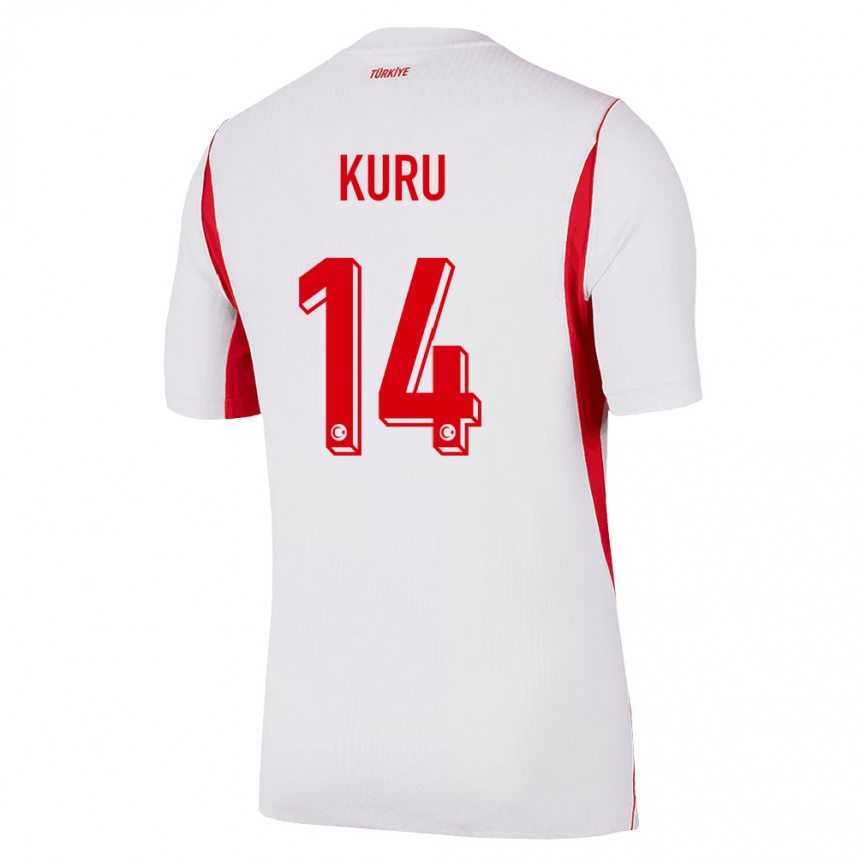 גברים כדורגל טורקיה Büşra Kuru #14 לבן בורדו אדום הרחק ג'רזי 26-28