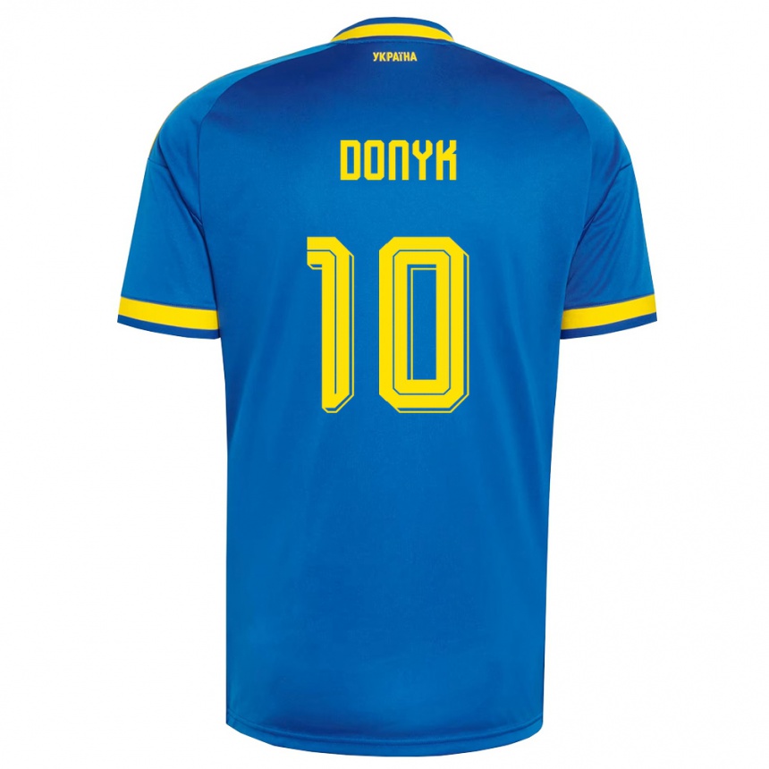 גברים כדורגל אוקראינה Myroslav Donyk #10 כחול צהוב כהה הרחק ג'רזי 26-28