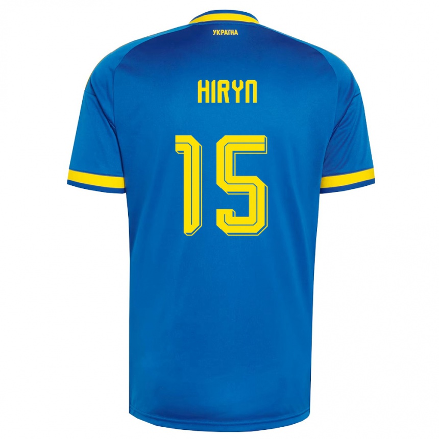 גברים כדורגל אוקראינה Viktoriya Hiryn #15 כחול צהוב כהה הרחק ג'רזי 26-28