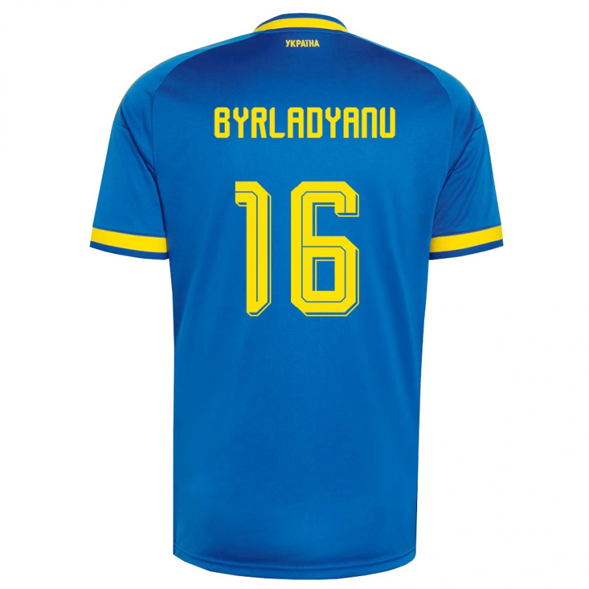 גברים כדורגל אוקראינה Ilya Byrladyanu #16 כחול צהוב כהה הרחק ג'רזי 26-28
