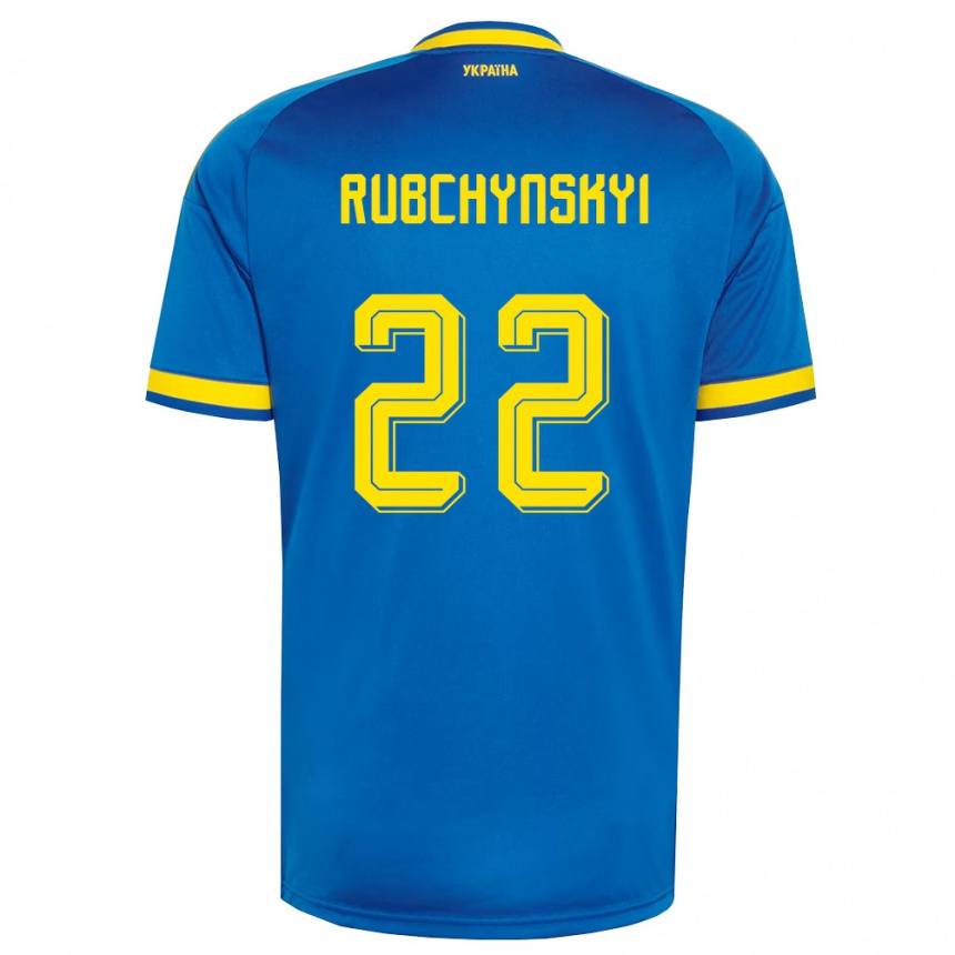 גברים כדורגל אוקראינה Valentyn Rubchynskyi #22 כחול צהוב כהה הרחק ג'רזי 26-28
