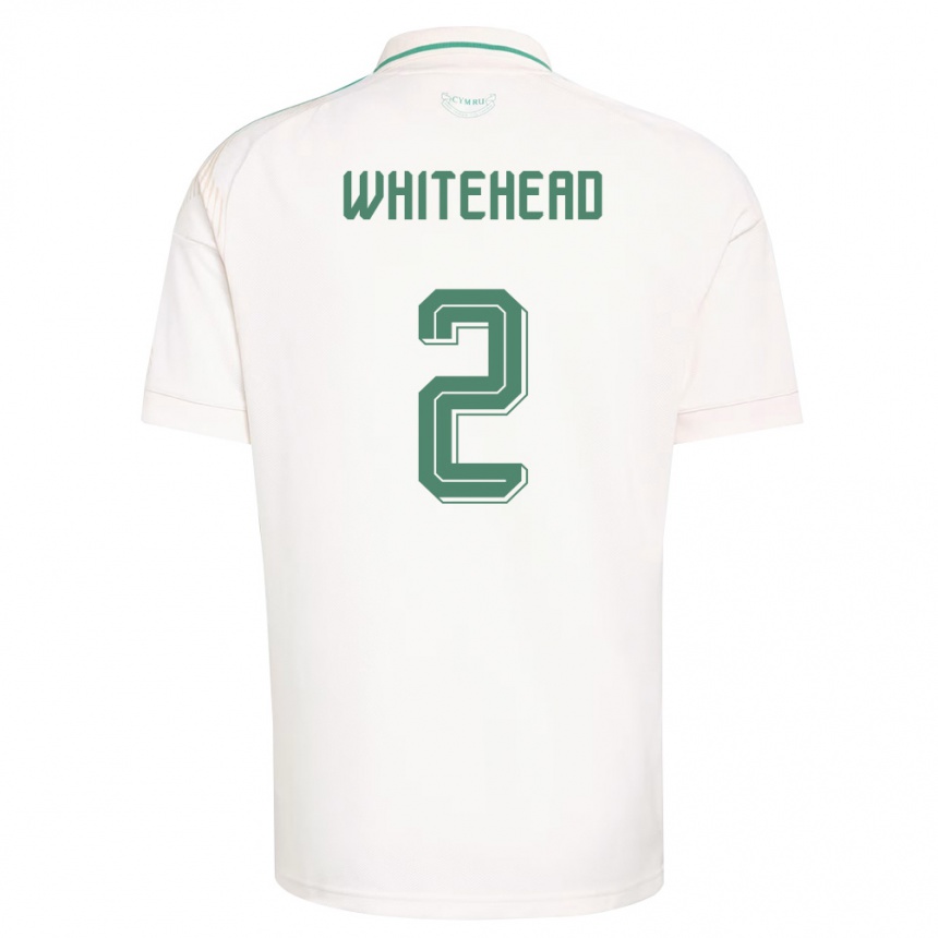 גברים כדורגל ויילס Daniel Whitehead #2 לבן חום ירוק הרחק ג'רזי 26-28
