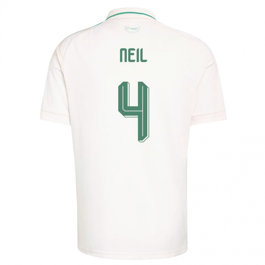 גברים כדורגל ויילס Marlie Neil #4 לבן חום ירוק הרחק ג'רזי 26-28