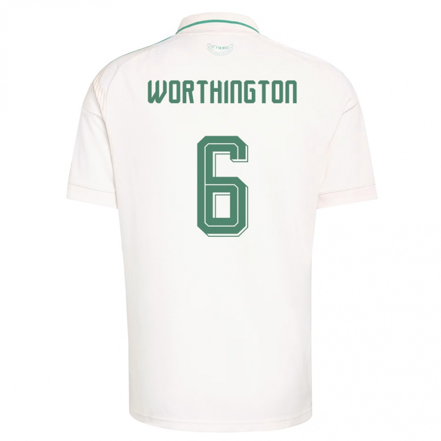 גברים כדורגל ויילס Jacob Worthington #6 לבן חום ירוק הרחק ג'רזי 26-28