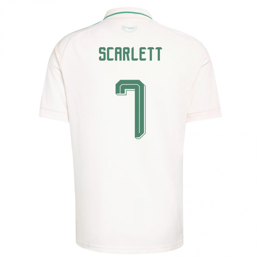 גברים כדורגל ויילס Leon Scarlett #7 לבן חום ירוק הרחק ג'רזי 26-28