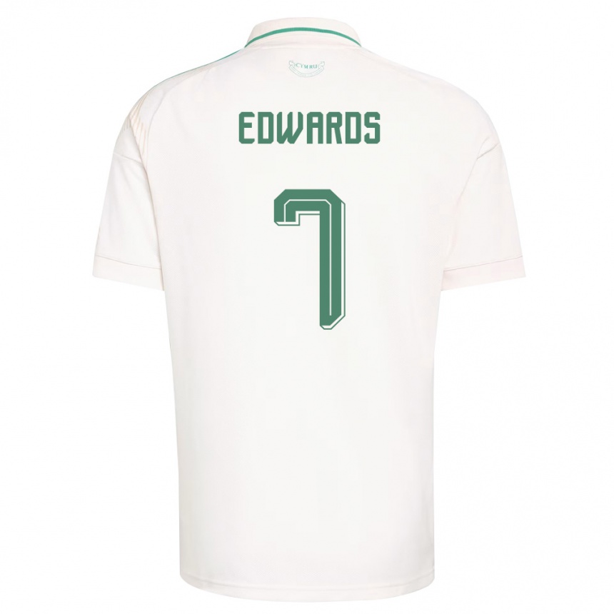 גברים כדורגל ויילס Oliver Edwards #7 לבן חום ירוק הרחק ג'רזי 26-28