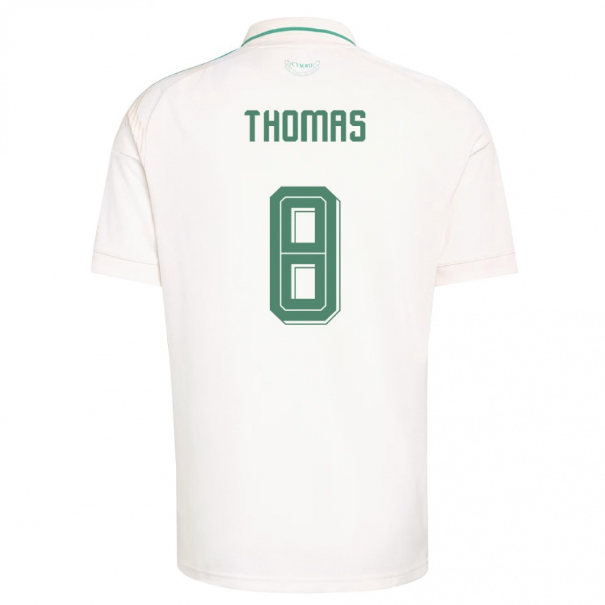 גברים כדורגל ויילס Isaac Thomas #8 לבן חום ירוק הרחק ג'רזי 26-28