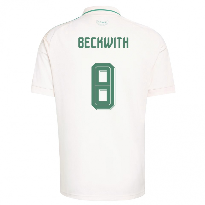 גברים כדורגל ויילס Ralphie Beckwith #8 לבן חום ירוק הרחק ג'רזי 26-28