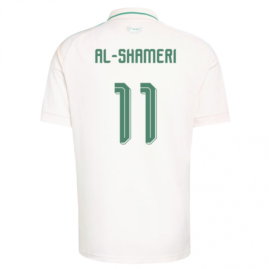 גברים כדורגל ויילס Nawaf Al-Shameri #11 לבן חום ירוק הרחק ג'רזי 26-28