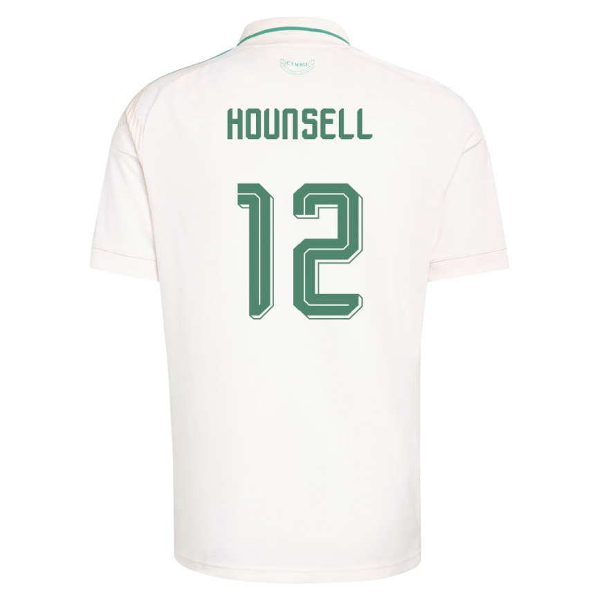 גברים כדורגל ויילס Trystan Hounsell #12 לבן חום ירוק הרחק ג'רזי 26-28