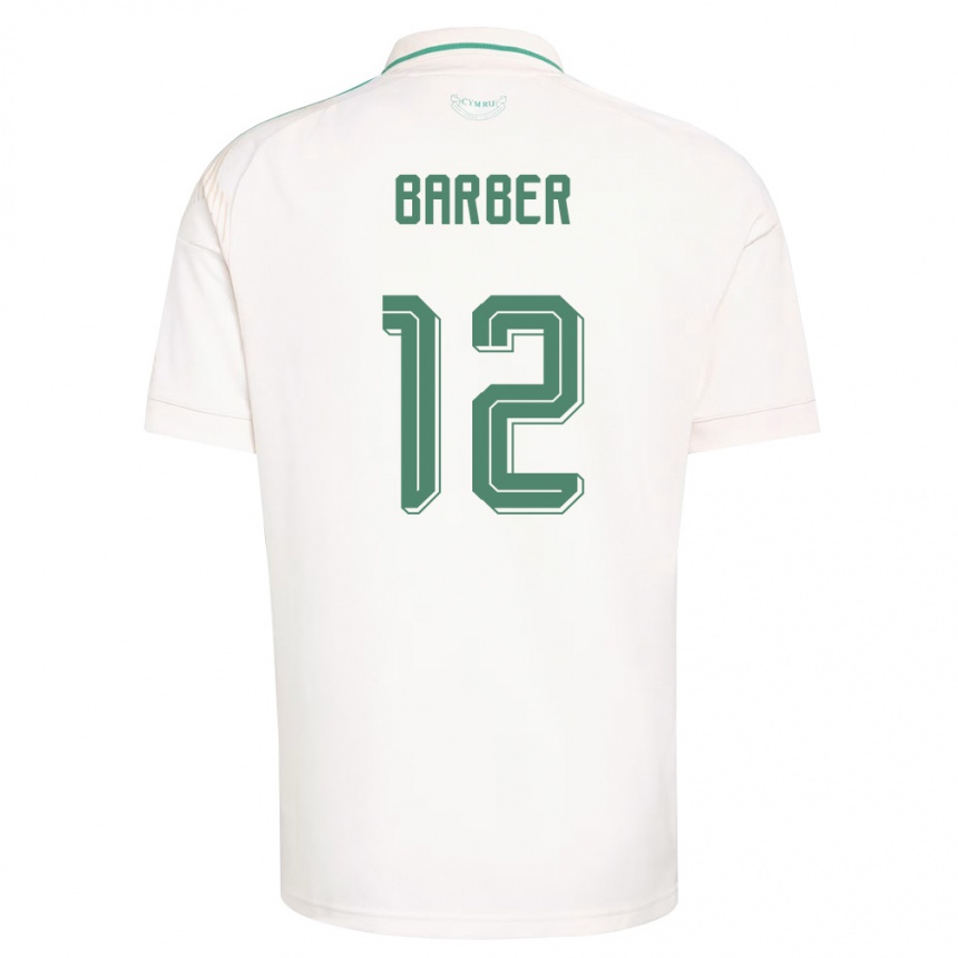 גברים כדורגל ויילס Finlay Barber #12 לבן חום ירוק הרחק ג'רזי 26-28