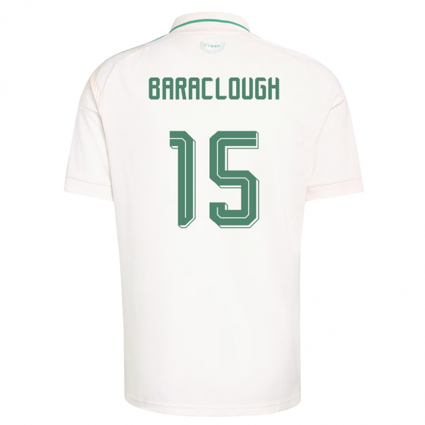 גברים כדורגל ויילס Freddie Baraclough #15 לבן חום ירוק הרחק ג'רזי 26-28