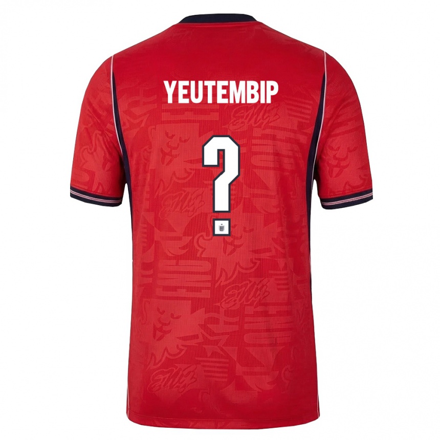 גברים כדורגל אנגליה Les Yeutembip #0 אדום כהה לבן הרחק ג'רזי 26-28