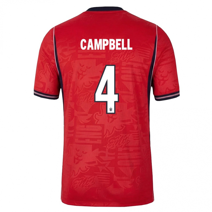 גברים כדורגל אנגליה הריסון מארי-קמפבל #4 אדום כהה לבן הרחק ג'רזי 26-28