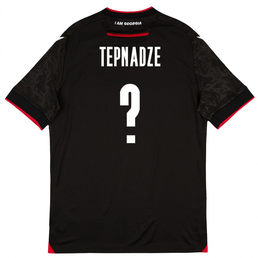 גברים כדורגל גאורגיה Aleksandre Tepnadze #0 שחור לבן אדום הרחק ג'רזי 26-28