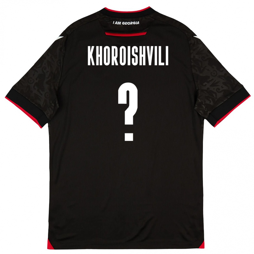 גברים כדורגל גאורגיה Andronika Khoroishvili #0 שחור לבן אדום הרחק ג'רזי 26-28
