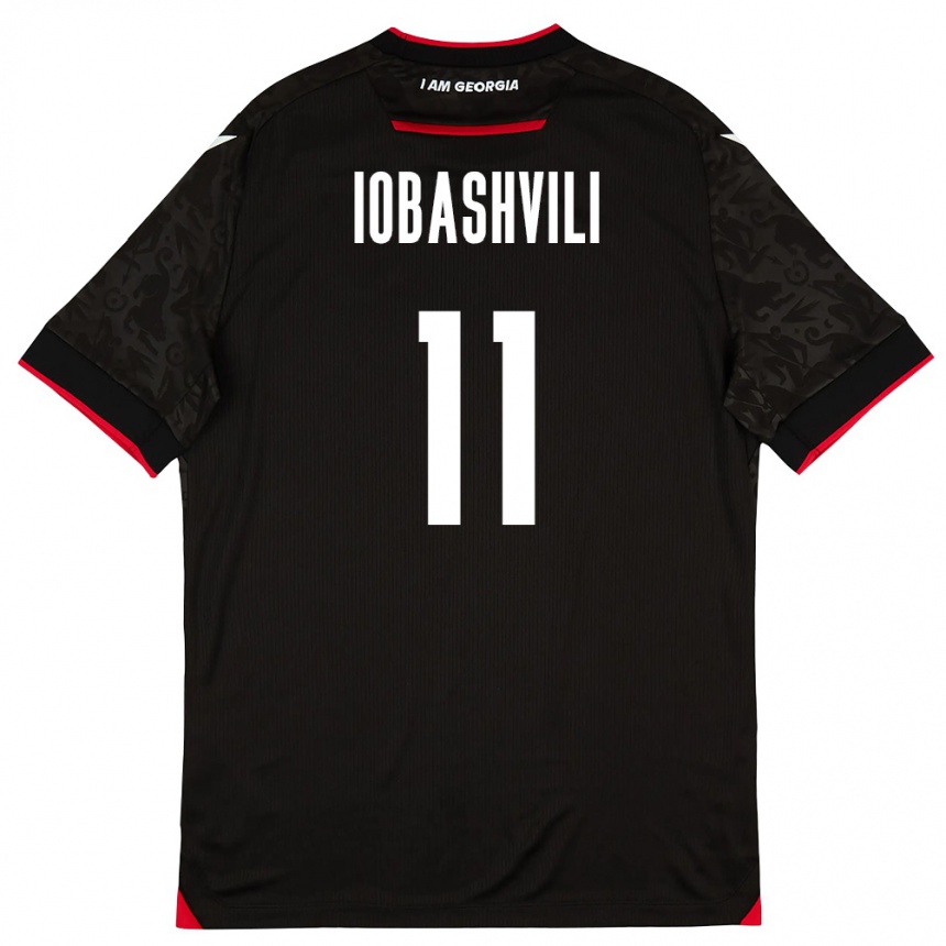גברים כדורגל גאורגיה Jaduli Iobashvili #11 שחור לבן אדום הרחק ג'רזי 26-28