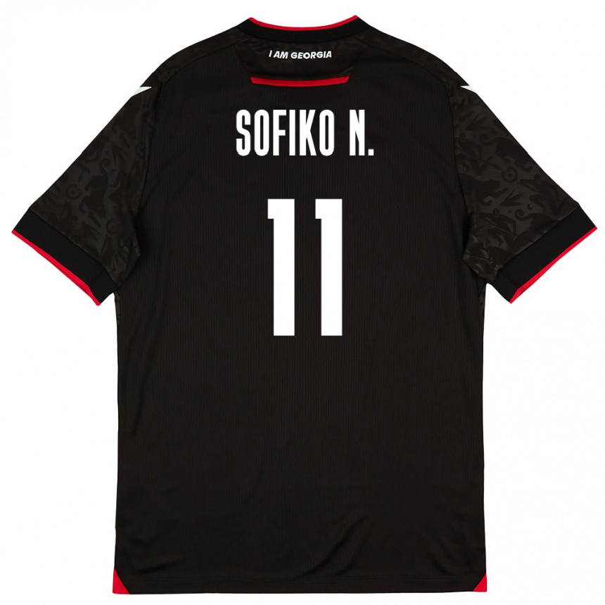 גברים כדורגל גאורגיה Sofiko Narsia #11 שחור לבן אדום הרחק ג'רזי 26-28