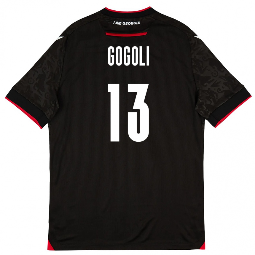 גברים כדורגל גאורגיה Dachi Gogoli #13 שחור לבן אדום הרחק ג'רזי 26-28