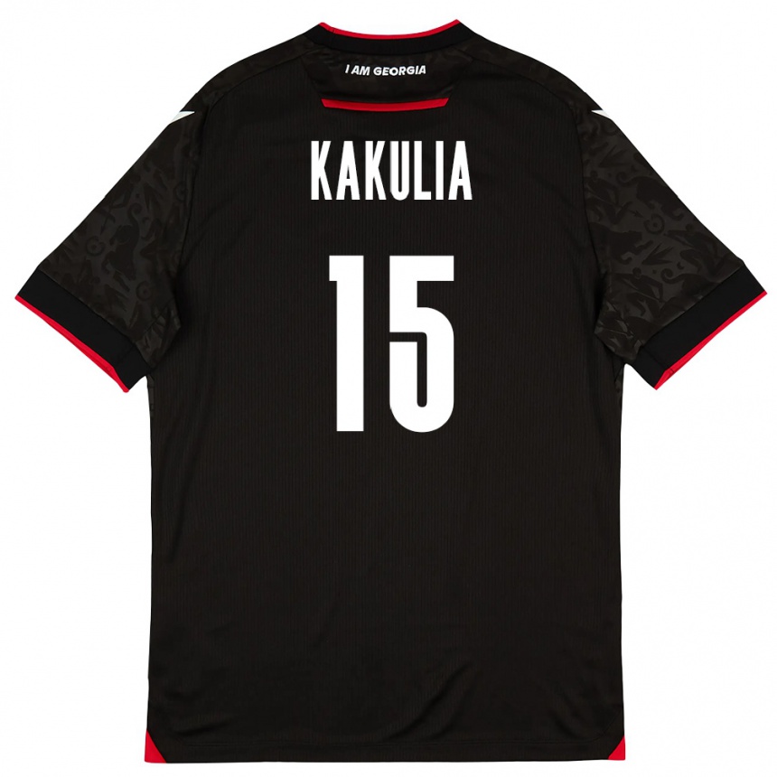 גברים כדורגל גאורגיה Giorgi Kakulia #15 שחור לבן אדום הרחק ג'רזי 26-28