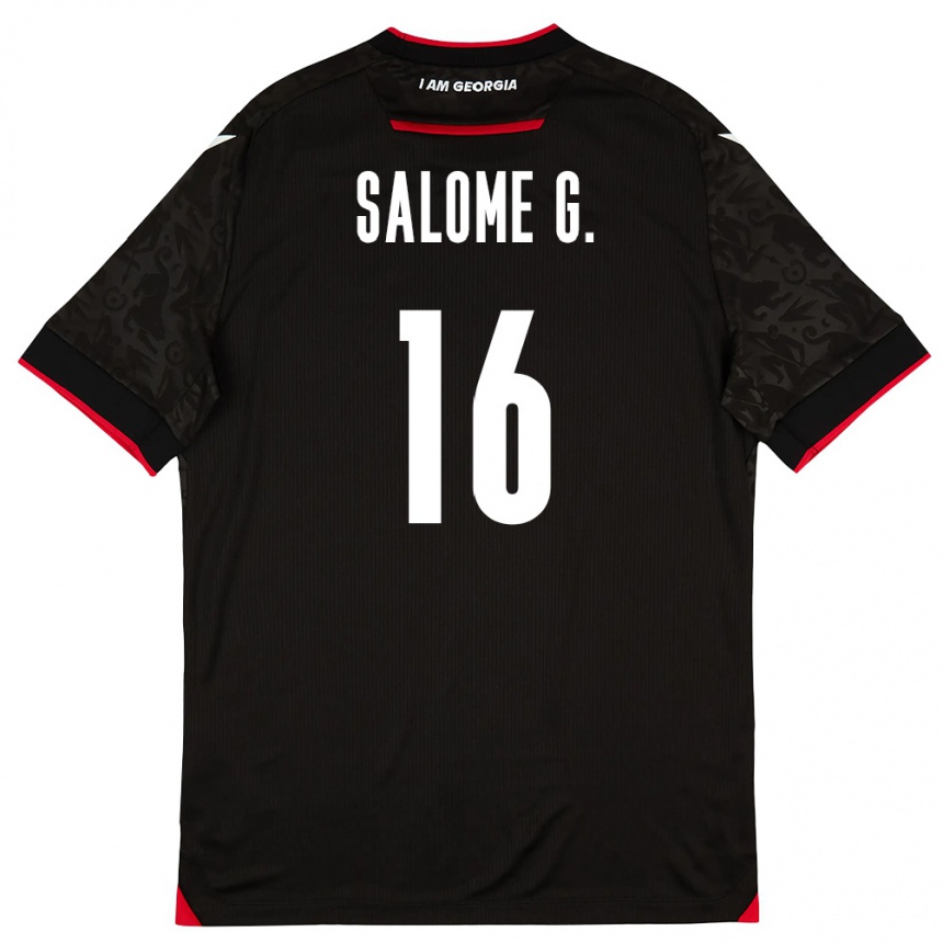 גברים כדורגל גאורגיה Salome Gasviani #16 שחור לבן אדום הרחק ג'רזי 26-28