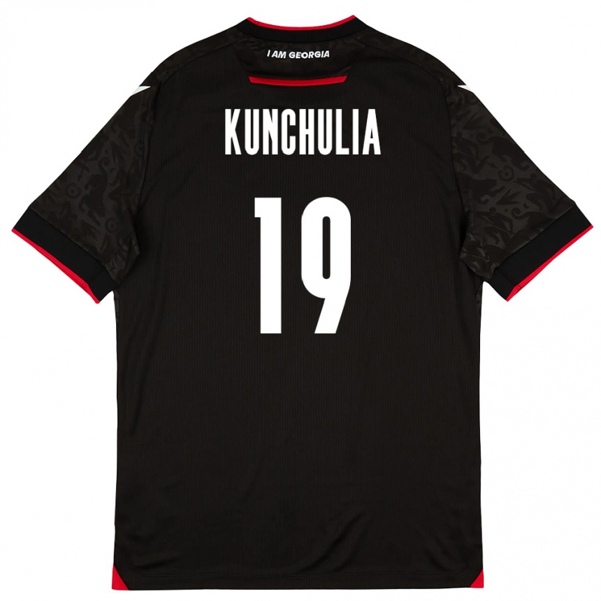 גברים כדורגל גאורגיה Aleksandre Kunchulia #19 שחור לבן אדום הרחק ג'רזי 26-28