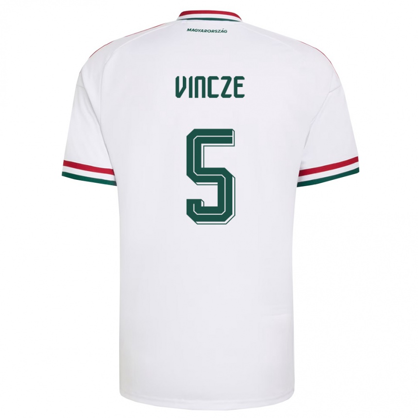 גברים כדורגל הונגריה Tamás Vincze #5 לבן אדום ירוק הרחק ג'רזי 26-28
