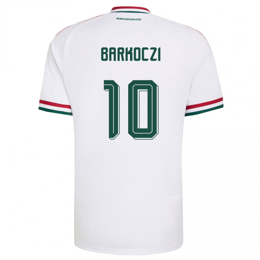 גברים כדורגל הונגריה Barnabás Barkóczi #10 לבן אדום ירוק הרחק ג'רזי 26-28
